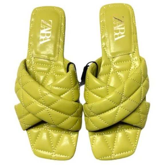 Zara Crisscross Quilted Square Toe Padded Sandals